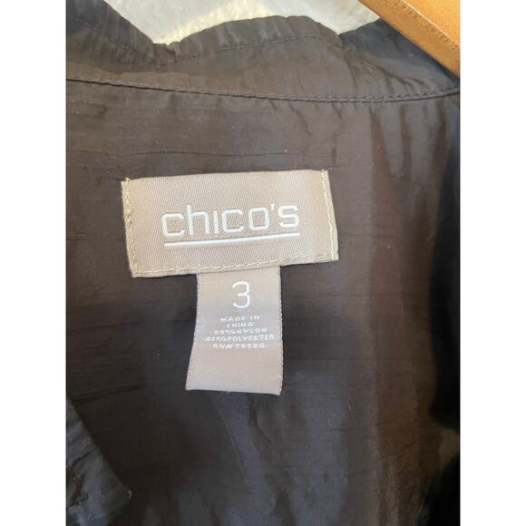 Chico’s Brown Nylon Textured Open Front Ruffle Grandmacore Jacket Size 3 (XL) - Picture 4 of 12